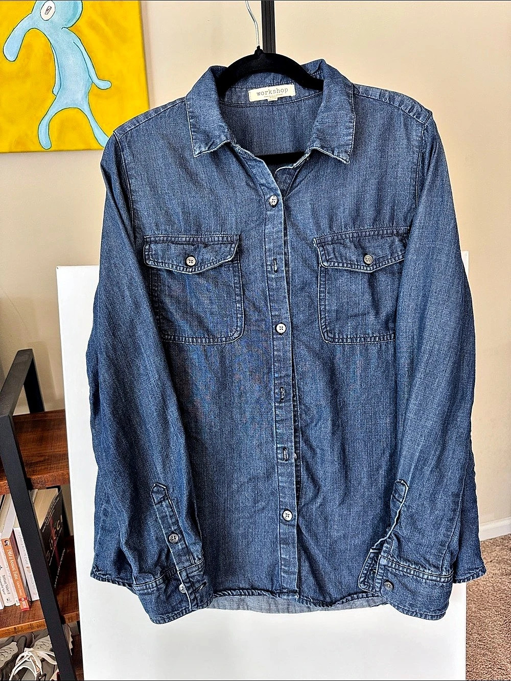 Workshop Republic Clothing Chambray Button Down Shirt Size Small Like New